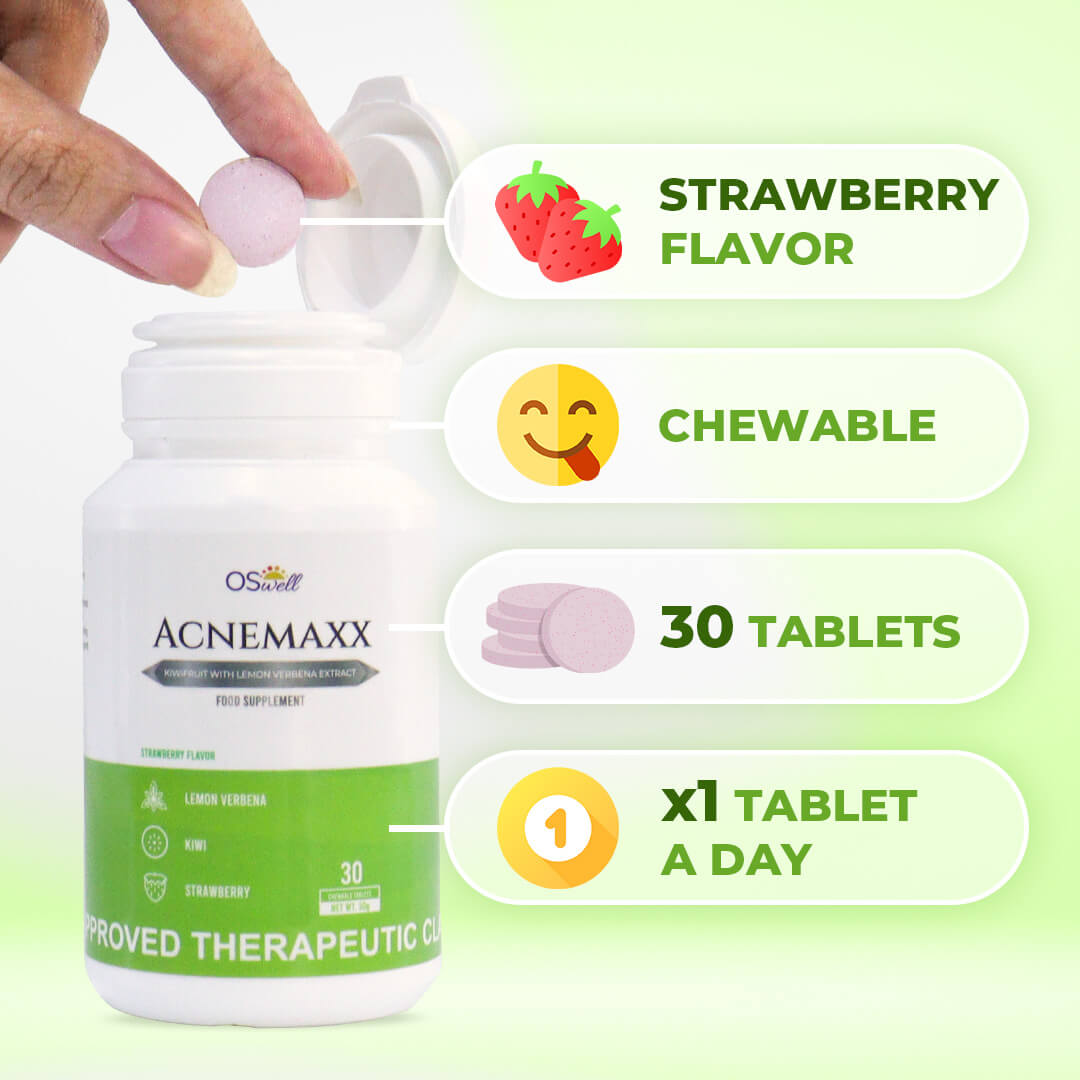 How to take OSwell Acnemaxx: 1 chewable strawberry-flavored tablet daily