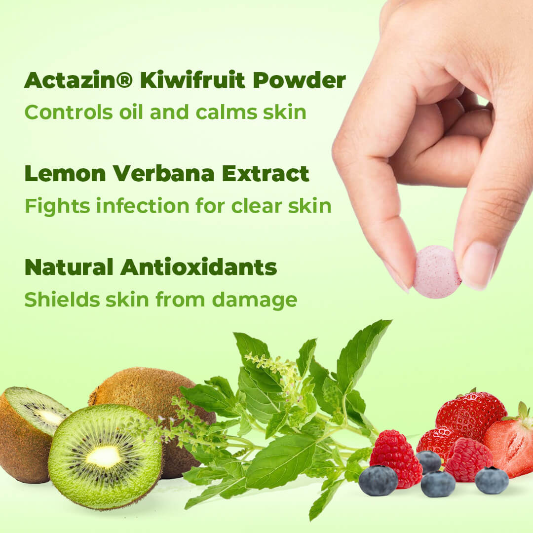 OSwell Acnemaxx ingredients – Actazin® Kiwi Powder, Lemon Verbena, and natural antioxidants