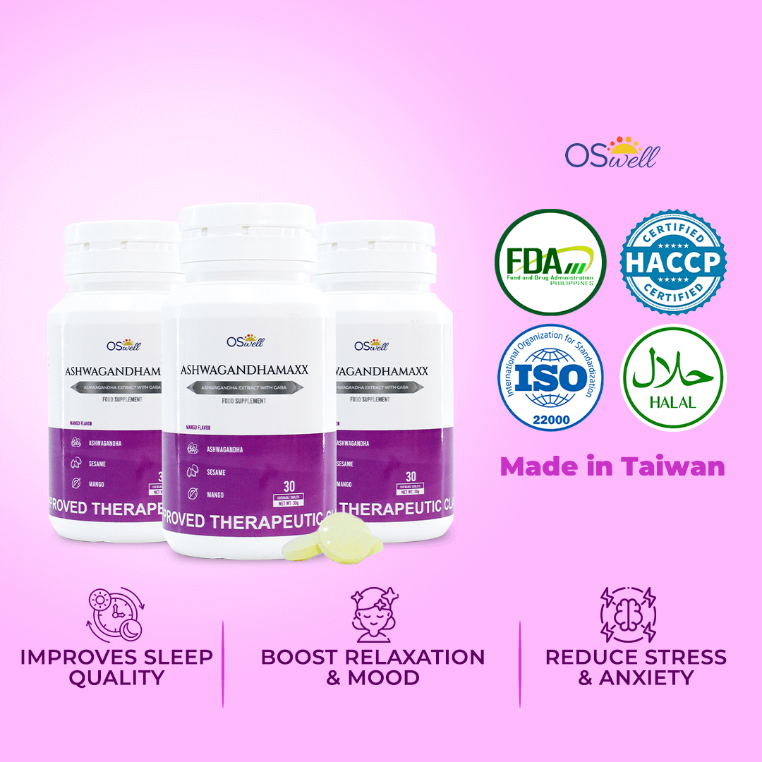 OSwell AshwagandhaMaxx – 3-month supply stress relief supplement with mango flavor